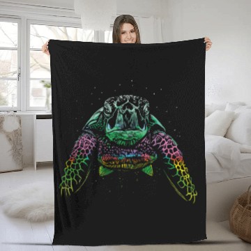 Discover Colorful Turtle Swimming Fleece Blankets