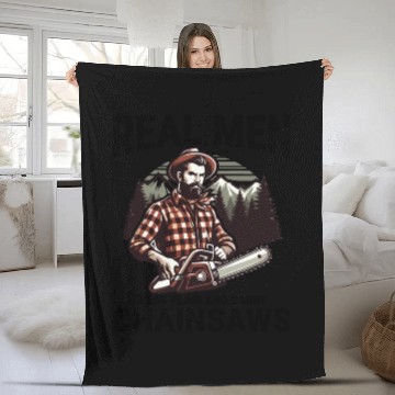 Discover Lumberjack Woodworker Woodcutter Chainsaw Arborist Fleece Blankets