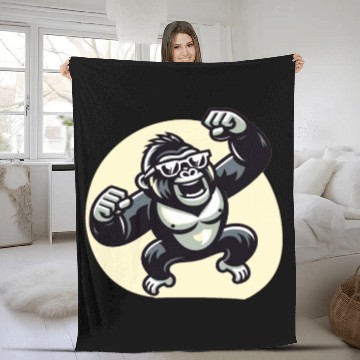 Discover Gorilla With Sunglasses Fleece Blankets