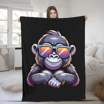 Discover Gorilla With Sunglasses Fleece Blankets