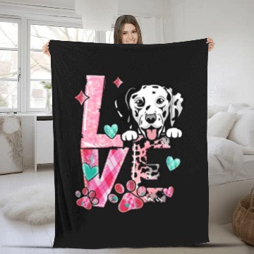 Discover Dalmation Dog I Love My Dog Valentines Day Fleece Blankets