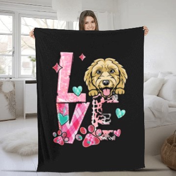 Discover Doodle Dog I Love My Dog Valentines Day Fleece Blankets