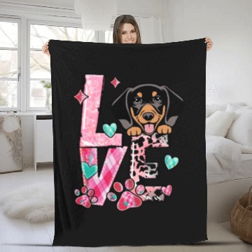 Discover Daschund I Love My Dog Fleece Blankets