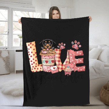Discover Daschund Coffee Lover Dog Mom Valentines Day Fleece Blankets
