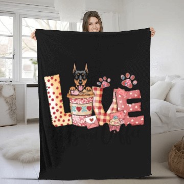 Discover Doberman Dog Coffee Lover Valentines Day Fleece Blankets