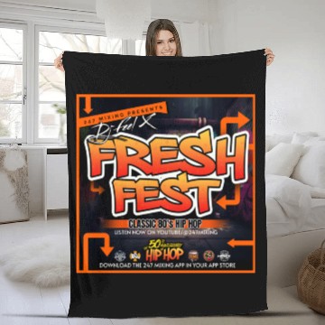 Discover Dj Feel X - Fresh Fest Vol 1Classic 80s Hip Hop Fleece Blankets