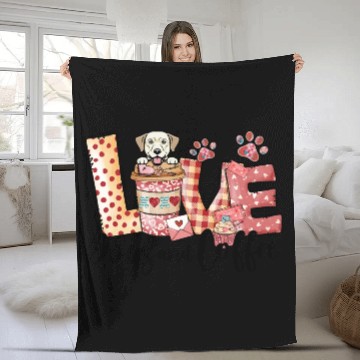 Discover Labrador Dog Coffee Lover Dog Mom Valentines Day Fleece Blankets
