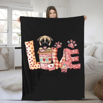 Discover Mastiff Dog Coffee Lover Dog Mom Valentines Day Fleece Blankets