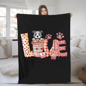 Discover Pitbull Dog Coffee Lover Dog Mom Valentines Day Fleece Blankets