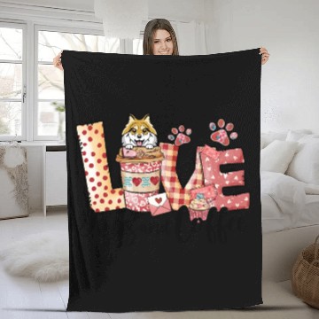 Discover Pomeranian Dog Coffee Lover Dog Mom Valentines Da Fleece Blankets