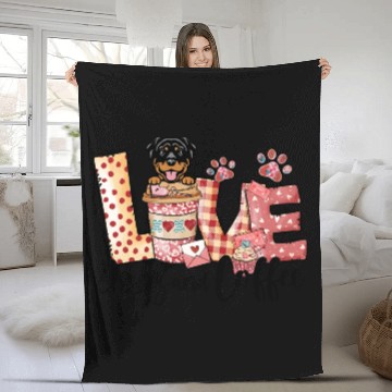 Discover Rottweiler Dog Coffee Lover Dog Mom Valentines Day Fleece Blankets