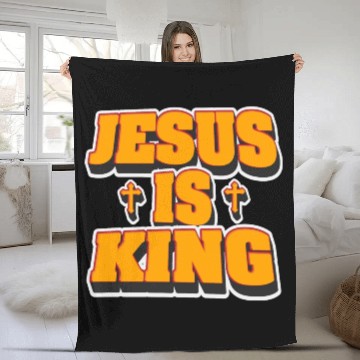 Discover Jesus Is King Love Jesus Christian Christmas Fleece Blankets