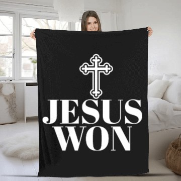 Discover Religious Jesus Won Christian Jesus Holy Cross Fleece Blankets