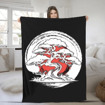 Discover Bonsai Tree In Japanese Zen Buddhist Enso Circle T Fleece Blankets
