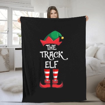 Discover Track Elf Matching Family Christmas Running Fleece Blankets