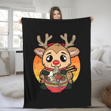 Discover REINDEER EATING RAMEN Fleece Blankets