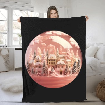 Discover Christmas Round Ornament Sublimation Fleece Blankets