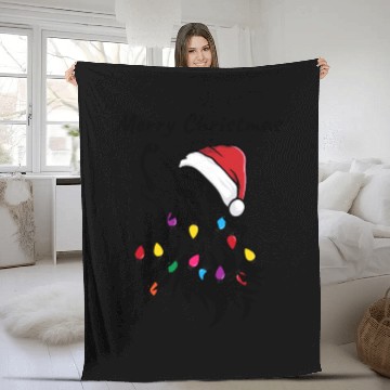 Discover Funny wolf with christmas lights Fleece Blankets