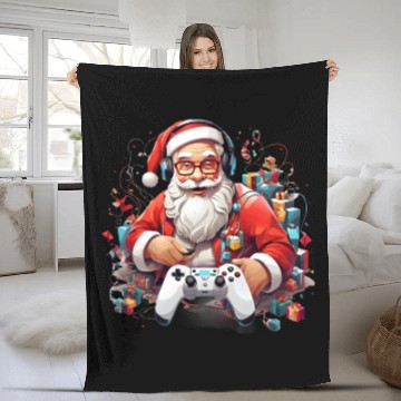 Discover Santa's Gaming Break Christmas Fleece Blankets