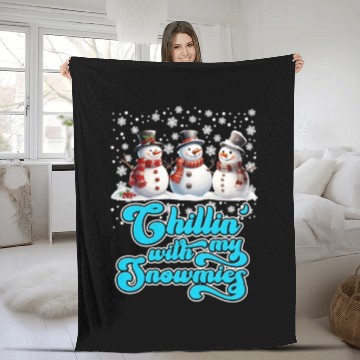 Discover Snowmen Chilling with my Snowmies Winter Fleece Blankets