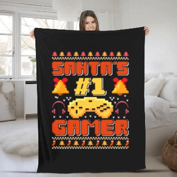 Discover Santa's Number 1 Gamer Christmas Gambling Fleece Blankets