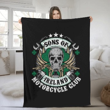 Discover Motorcycle Sons Of Ireland Club Biker Distressed Fleece Blankets