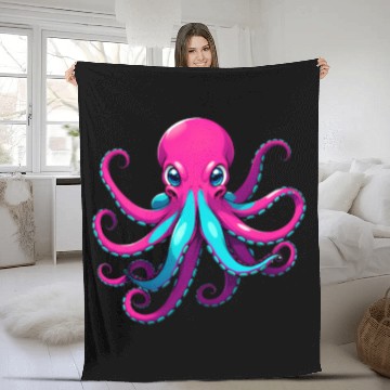 Discover A Cartoonish Octopus in a Playful Pose Fleece Blankets