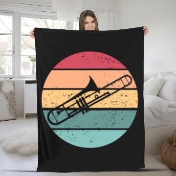 Discover Trombone Sunset Trombone Player School Band Fleece Blankets