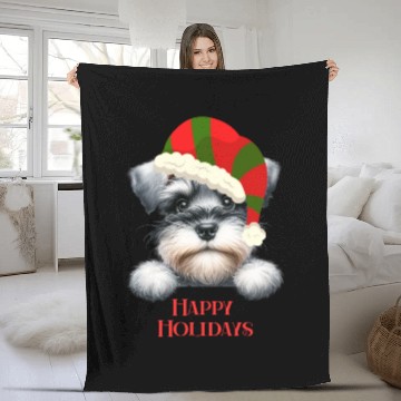 Discover Christmas Peeking Dogs Happy Holidays Fleece Blankets