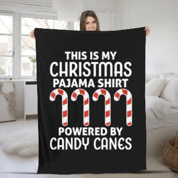 Discover This is My Christmas Pajama Fleece Blankets Candy Canes