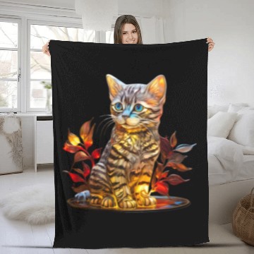 Discover Stained Glass American Shorthair kitten Fleece Blankets
