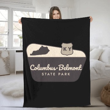 Discover Columbus-Belmont State Park Kentucky Welcome Sign Fleece Blankets