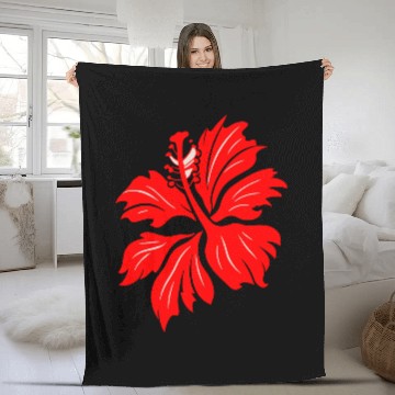 Discover Hibiscus Flower Vector Two Colors Fleece Blankets