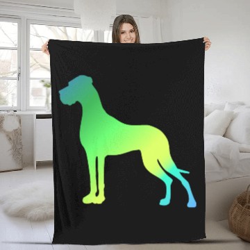 Discover Green Yellow Great Dane Fleece Blankets