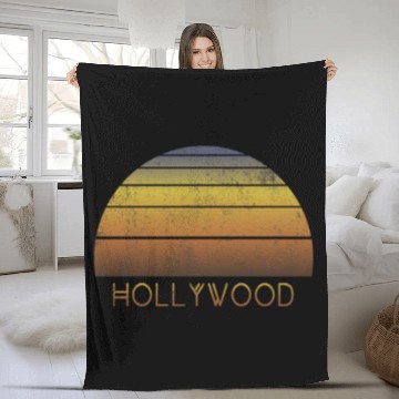 Discover Retro Hollywood California Sunset Vacation Fleece Blankets