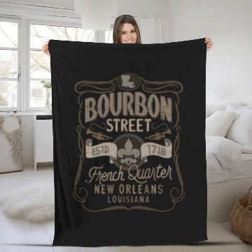 Discover Bourbon Street French Quer New Orleans Fleece Blankets