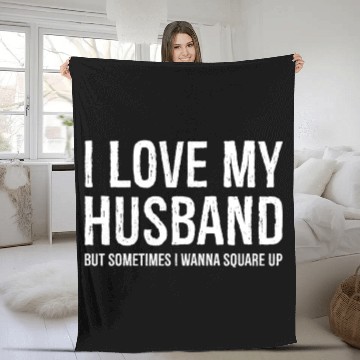 Discover Funny Mom Wife Gift Fleece Blankets I Love My Husband
