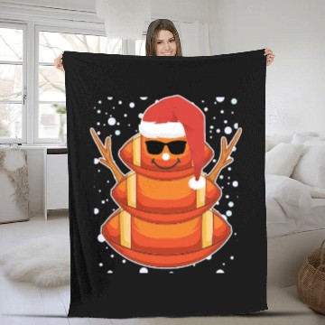 Discover Rugby Snowman American Football Snowing Fleece Blankets