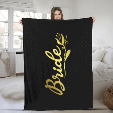 Discover Bride Faux Gold Tulip Flourish Fleece Blankets