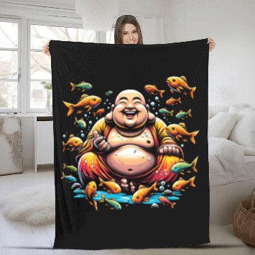 Discover Buddhism and Underwater World - Peaceful Diving Fleece Blankets