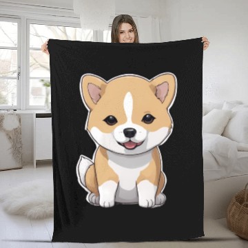 Discover Shiba Inu Puppies Fleece Blankets