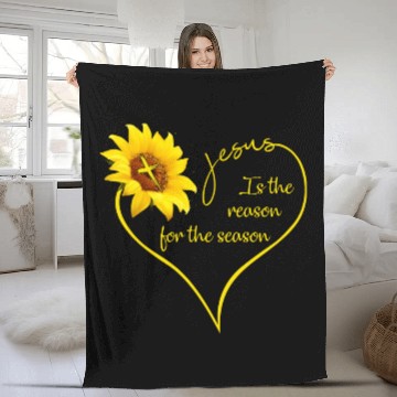 Discover Sunflower Jesus Is The Reason For The Season Fleece Blankets