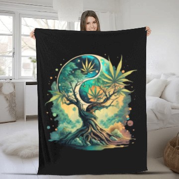 Discover Tree Of Life Yin Yang Water Color Fleece Blankets