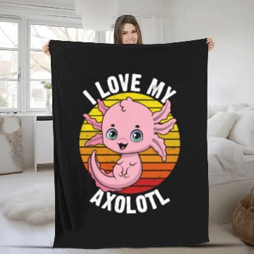 Discover I Love My Axolotl in Retro Fleece Blankets