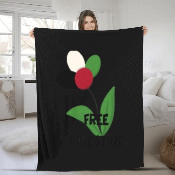 Discover Free Palestine,Flag-colored rose ,watermelon color Fleece Blankets