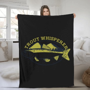Discover Trout Whisperer Boat Ice Fisherman Deep Sea Fly Fleece Blankets