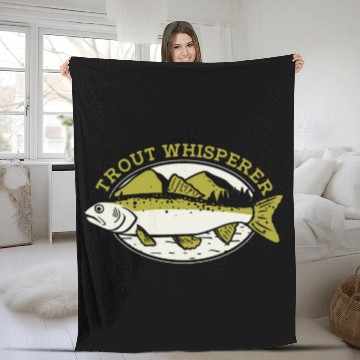 Discover Trout Whisperer Boat Ice Fisherman Deep Sea Fly Fleece Blankets