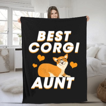 Discover Best Corgi Aunt Funny Dog Lover Fleece Blankets