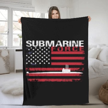 Discover Submarine Force Usa Flag White Stars Fleece Blankets