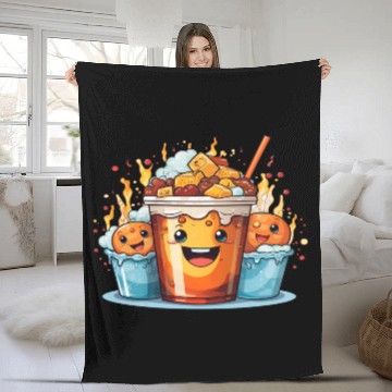 Discover A cute kawaii style cinema soda cup with a smiling Fleece Blankets